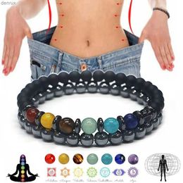 Charm Armbänder 2022 6mm Yoga 7 Chakra Armband Männer Frauen verlorenes Gewicht Magnetisches Hämatit Türkisches Böses Auge Armband für Männer Spiritueller Schmuck