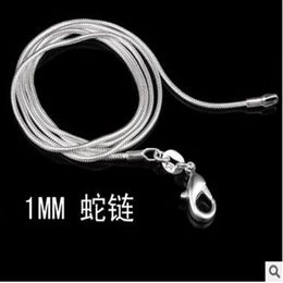 Whole - 20pcs 925 sterling silver 1mm snake chain 16 18 20 22 24 can choose the234M