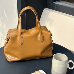 Fashion Solid Color Soft Leather Patent Zipper Premium Tote Boston Tote Bag 011824a