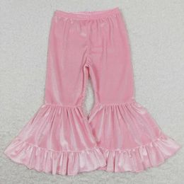 Trousers Wholesale Baby Girls Pink Velvet Bell Bottom Kids Boutique Children Toddler Flared Pants Spring Fall Fashionable Soft Clothing