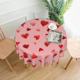 Table Cloth Valentine's Day Hearts Round Tablecloth Red And Pink Design Cover For Decor Home Dining Kawaii Outdoor