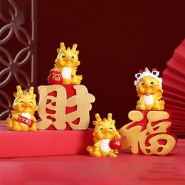 Year Miniature Dragon Statue Resin Chinese Zodiac Ornament Car Dashboard Decoration 240116
