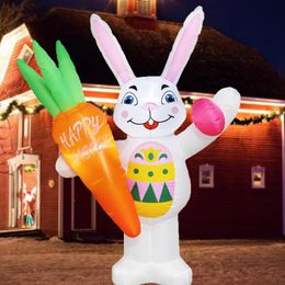 18M Easter Bunny Inflatable Decorations Balloon Rabbit Air Model Builtin Inflator LED Holoday Party DIY Garden Outdoor Decors 240116