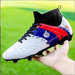 Men Soccer Shoes TF/AG High Ankle Long Spikes Outdoor Turf Indoor Sports Shoes Football Boots Ultralight Non-Slip Futsal Unisex