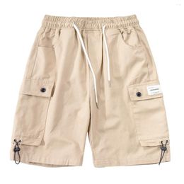 Men's Shorts Cargo Streetwear Multi Pocket Haruku Hip Hop Summer Fashion Casual Loose Knee Length Elastic Waist Short Pants
