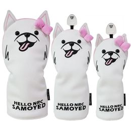 Cute Samoye Pattern Golf Club Head Cover High Quality PU Waterproof and Oil Resistant Protective CoverGolf Headcover 240116