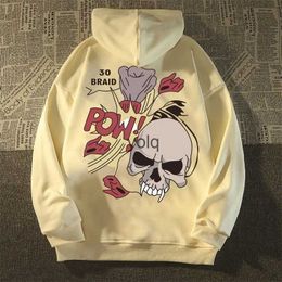 Sudaderas con capucha para hombres Sudaderas American Retro Men Vibe Style Dark Skull Suéter Oversize Suelto Masculino y Femenino Ins Primavera Otoño Pareja Gothyolq