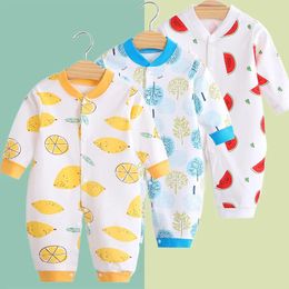 Baby Set 024M Neonatal Cartoon Bodysuit Boys Girls Breathable Toddler Long Sleeve Summer Autumn 240116