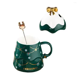 Mugs 1 Set Christmas Ceramics Mug Xmas Tree Appearance Gift For Kids Family