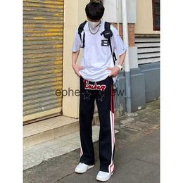Men's Pants Summer new high street youth sports pants men and women with the same retro fashion wide-leg straight trousers sweatpantsephemeralew