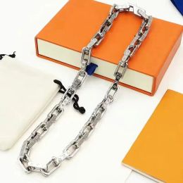 TOP quality Fashion Designer Chain Necklace Stainless Steel Hiphop Orange Black Silver Colour Chain Necklaces bracelet set man Jewellery for Women Mens Gift