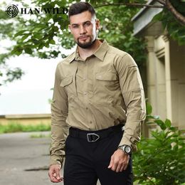 Outdoor Quick Dry Long Sleeve Cargo Work Shirts with Pockets Mens Safari Hiking Button Down Hunting Clothes 240115