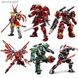 Action Toy Figures SLUBAN New Armoured Samurai Mech Robot Classic Model DIY Action Figure Building Blocks Sets Bricks Assemble Children Toys Gifts