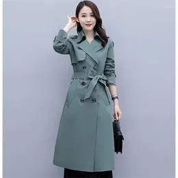 Women's Trench Coats Jacket Spring Autumn Women Mid Length British Style Female Leisure Loose Korean Double Breasted Solid Coat