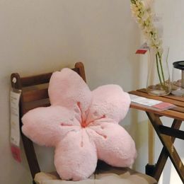 Ins Pink Cherry Petals Pillow Girl Bedroom Living Room Decor Bay Window Floor Seat Cushion Plush Tatami Cherry Blossom Cushion 240116