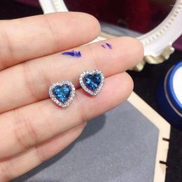 Stud Earrings Sale Heart Gemstone 6mm Total 1.2ct Natural Topaz Solid 925 Silver London Blue Jewellery