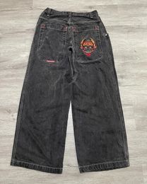 JNCO Jeans Y2K Uomo Streetwear Harajuku Hip Hop Retro Teschio ricamato Jeans larghi Gotico Vita alta Pantaloni a gamba larga 240115