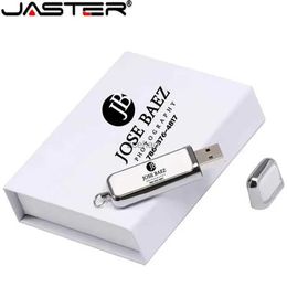 USB Flash Drives JASTER White Leather USB flash drive USB 2.0 4GB 8GB 16GB 32GB 64GB 128GB Memory flash stick with black box packing Custom