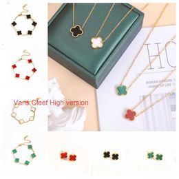 Pendant Necklaces Van 18K Gold Plated jewlery designer for women Four-leaf Clover Fashion Wedding Party Jewellery High version with box