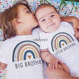 Familjsmatchande kläder Big Brother Little Brother Matng Outfit T Shirts Summer Sibling T-Shirt LDREN Kort ärm Topps Girls Boys Clothes H240508
