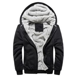 Men's Hoodies Jacket Winter Thick Warm Fleece Zipper Hoodies Coat Casual Tracksuit Sportwear Male Sweatshirts M~ 5XL 240115