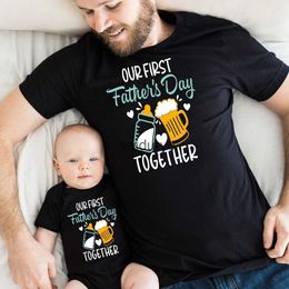 Family Matching Outfits Our First Father's Day Daddy Baby Family Matng Clothes Tops Dad Boys Girls Holiday Party Outfit Papa T-shirt Baby Bodysuits H240508