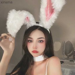 Headbands Cute Girls Plush Long Rabbit Ear Hair Bands Headwear Headbands for Women Girl Anime Cosplay Hair Accessories for Women Headdress YQ240116