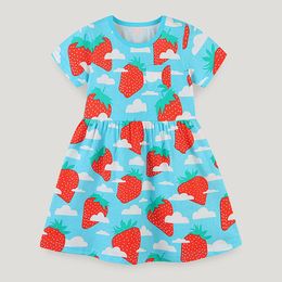 Girl Dresses Toddler Girls Short Sleeve Strawberry Dress Casual Loose Holiday Beach Sundress Summer Ruffles Pleated For Kids 1-7T