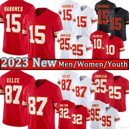 Patrick Mahomes Kansaes City Chiefes Football Jersey Travis Kelce 87 Isiah Pacheco 10 Clyde Edwards-Helaire 25 Chris Jones 95 Stitched Men Youth Kid Jersey Jersey
