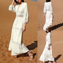 Casual Dresses Quality French Retro White Fairy Ruffle Dress For Women Summer Denim Size Large Wrap