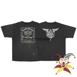 Men's T-Shirts Damage SAINT MICHAEL T Shirt Men Women Washed Top Tees T-shirtephemeralew