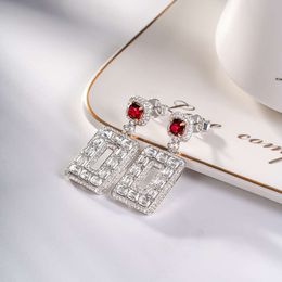 Wholesale Fashion Earring Jewelry Custom Women's Weeding Gold Natural Ruby Sapphire Diamond Earrings