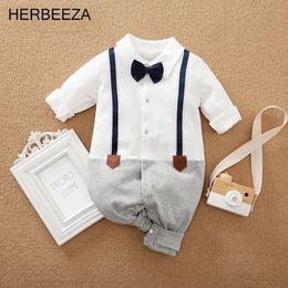 HERBEEZA Mens Baby Clothes For borns Jumpsuit Kids Childrens Clothing Gentleman Overalls Soft Rompers 240116