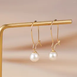 Dangle Earrings LABB Real 18K Gold Natural Pearl Pure AU750 Temperament Exaggerated Premium Boutique Jewelry Wedding Gift E198