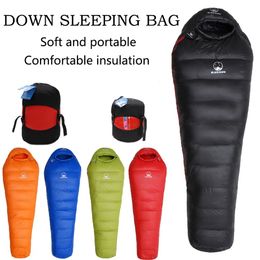 Camping Sleeping Bag Very Warm White Goose Down Adult Mummy Style Sleep Bag 4 Kind of Thickness for Autumn Winter Outdoor Travel240115