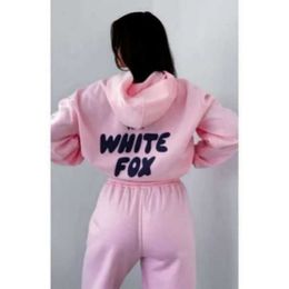 4NDT Women's Tracksuits White Fox Hoodie Tracksuit Sets Clothing Set Spring Autumn Winter Fashionable Sporty Long Sleeved Pullover Hooded White-fox C7HK1O