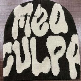 2024 New Knitting Beanies Hat Designer Berets 18color Mea Meaculpa Culpas Beanie Knitted Hat Bonnet Y2k Beanies Culpa Women's Cap Winter for Women White Fox Hats 6349