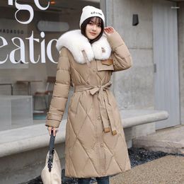 Women's Trench Coats Lady Long Parka Femme Fur Collar Hooded Women Padded Parkas Winter Jacket Down Cotton Warm Puffer Outerwears