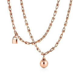 Tiff Necklace Designer Women Top Quality Pendant T 925 Silver Double Layer Horseshoe Chain Ball Lock Chain Same Style Necklace Small And Luxury
