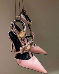 Summer Popular Gianni Ribbon Sandals Shoes Cage Satin Women Pointed Toe Pumps Bows High Heeled Lady Gladiator Sandalias Party Wedding Slingback EU35-42