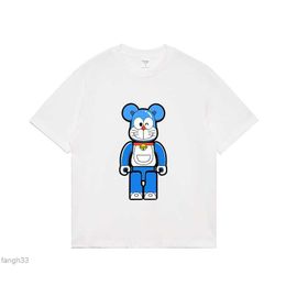 High Street Brand Little Bear Double Yarn Pure Violent Doraemon Big Print Loose Short Sleeved T-shirt