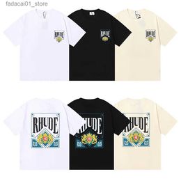 Men's T-Shirts 2022 Spring/Summer American Trendy Brand Card Playing Card Printed Unisex Leisure Round Neck Short Sleeve T-shirtQ240116