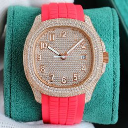 Full Diamond Mens Watch Cal.324 Automatic Winding Movement 40mm Sapphire Womans Luxury Watch Classic Gift Business Designer Waterproof Luxes Rubber Strap