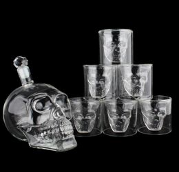 Crystal Skull Head S Cup Set 700ml Whiskey Wine Glass Bottle 75ml Glasses Cups Decanter Home Bar Vodka Drinking Mugs1153806