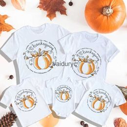 Family Matching Outfits Pumpkin Print Family Matng Clothes Father Mother Kids T-shirt Tops Baby Bodysuit Thanksgiving Party Family Look Outfit Tshirt H240508