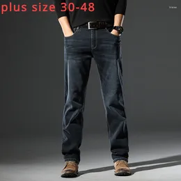 Men's Jeans Arrival Fahsion Suepr Large Autumn And Winter Men Elastic Denim Straight Leg Pants Plus Size 30-40 42 44 46 48