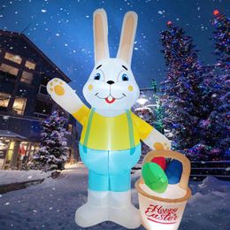 69FT Easter Bunny Inflatable Decorations Big Rabbit with LED Lights for Holiday Party Yard Garden Indoor Outdoor Decor 240116