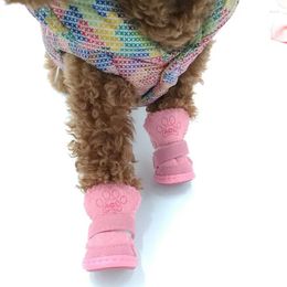 Dog Apparel 4Pcs/Set Winter Warm Shoes For Dogs Non-slip Snow Boots Cotton Blend Puppy Sneakers Pet Teddy Accessories