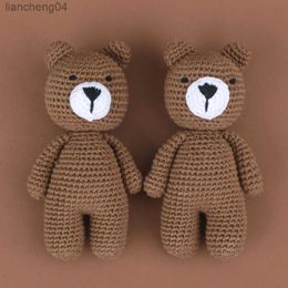 Stuffed Plush Animals 1pc Baby Crochet Bear Stuffed Animal Sleeping Brown Bear Toy Newborn Gift
