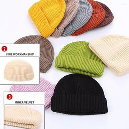 Berets Brimless Polar Bear Solid Color Hip Hop Bonnet Hat Knitted Men Docker Cap Korean Style Beanie Hats Women Skullcap